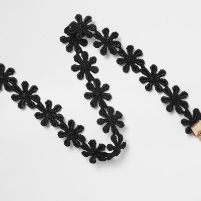 Black floral fabric choker